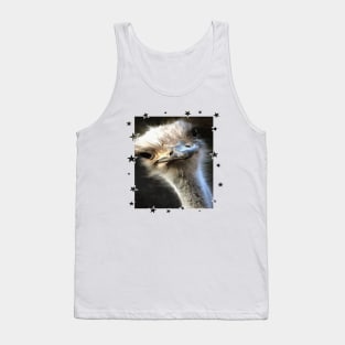 Geeky Ostrich With Artistic Star Border Tank Top